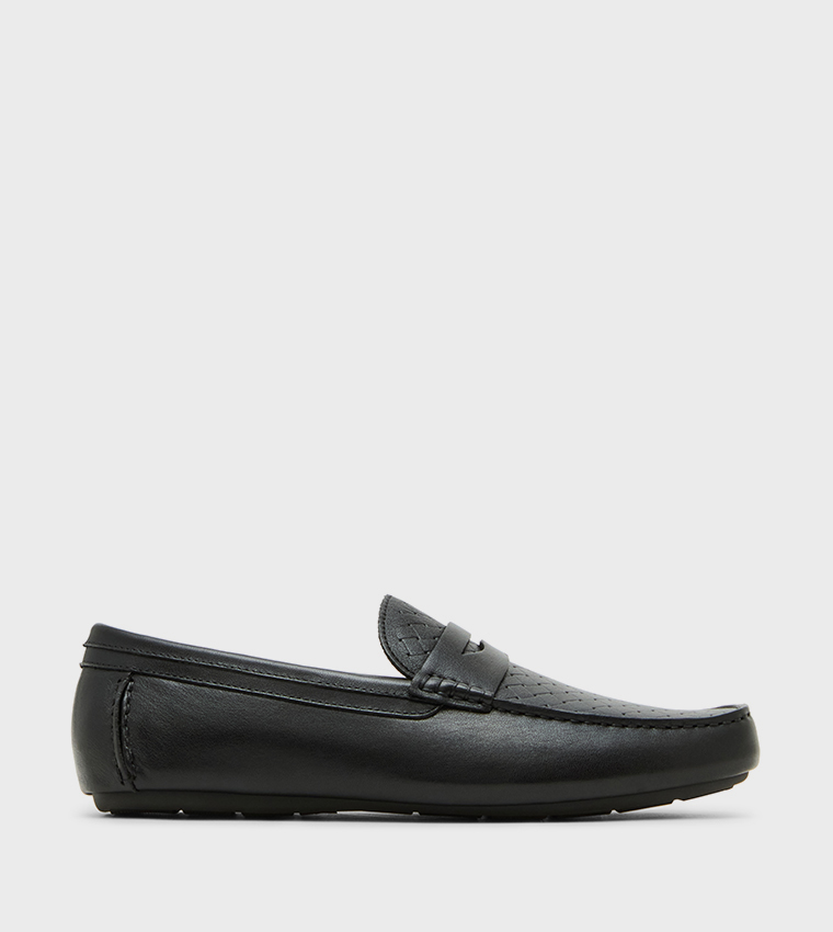 KRISTON Textured Round Toe Loafers
