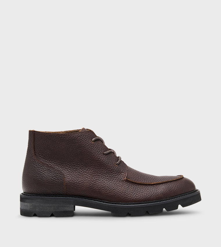 GRYFFIN Textured Lace-Up Boots