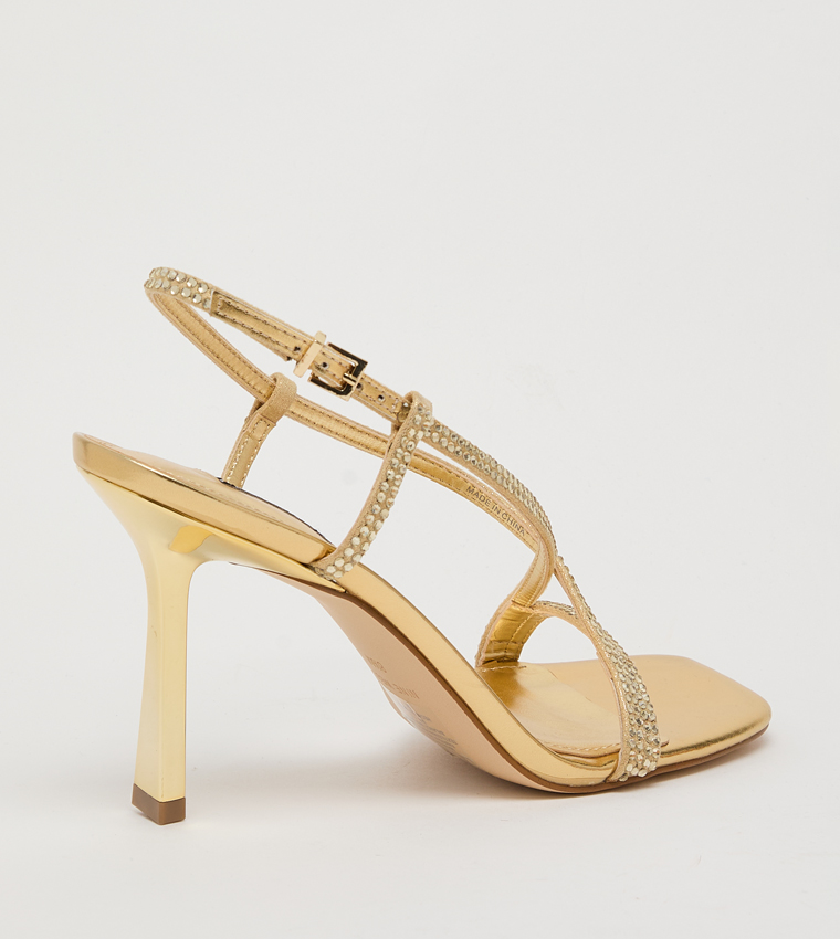 VALLAN Embellished Slingback Heeled Sandals