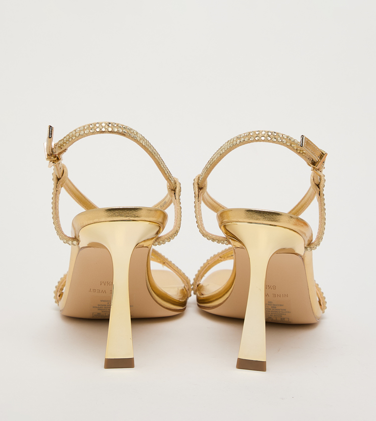 VALLAN Embellished Slingback Heeled Sandals