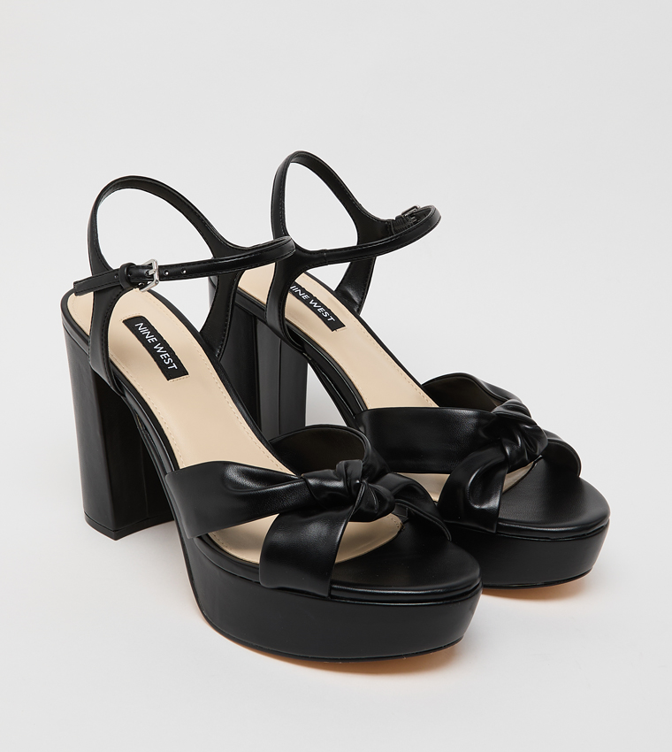 DENISH Open Toe Ankle Loop Platform Heel Sandals