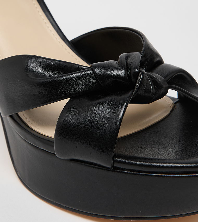 DENISH Open Toe Ankle Loop Platform Heel Sandals