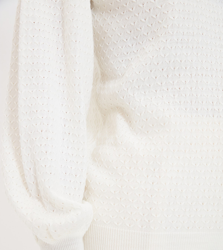 Balloon Elbow Sleeve Knit Sweater - Ecru main image 0