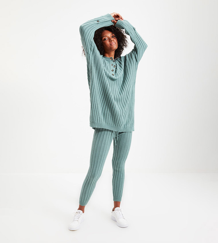 Solid Ribbed Co-ords Set