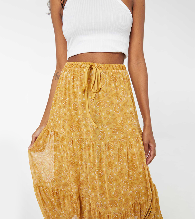 Long yellow skirt for sale best sale