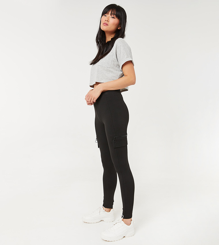 Buy Ardene Heavy Knit Leggings Faux Pockets And Side Zippers In Black 6thStreet Bahrain