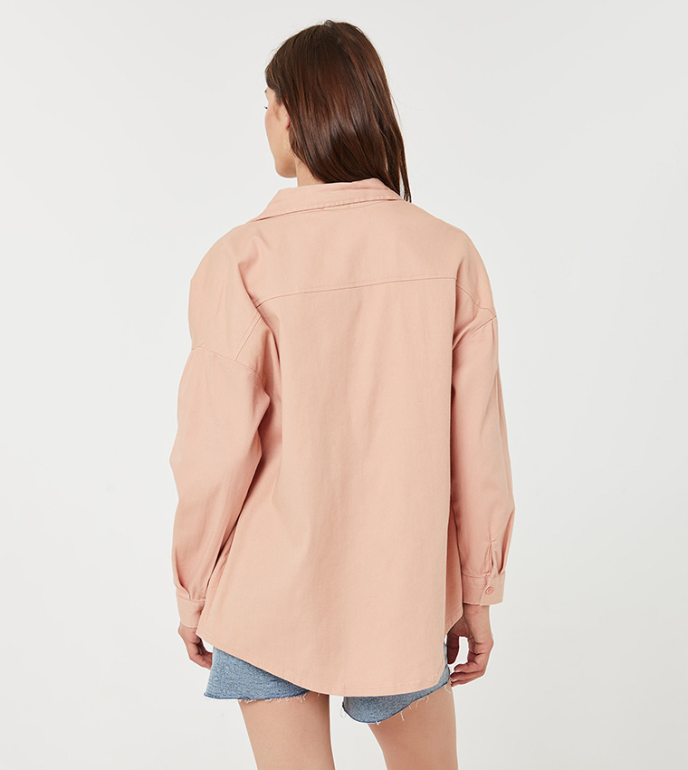 Shirt Jacket Long Sleeves In Pink 