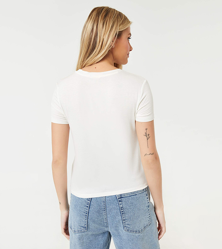 Buy Ardene Short Sleeve Tee In White 