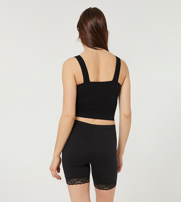 Buy Ardene Biker Shorts With Lace Trims Black In Black 6thStreet Bahrain