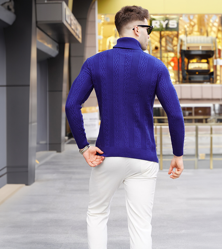 Patterned Turtleneck Sweater