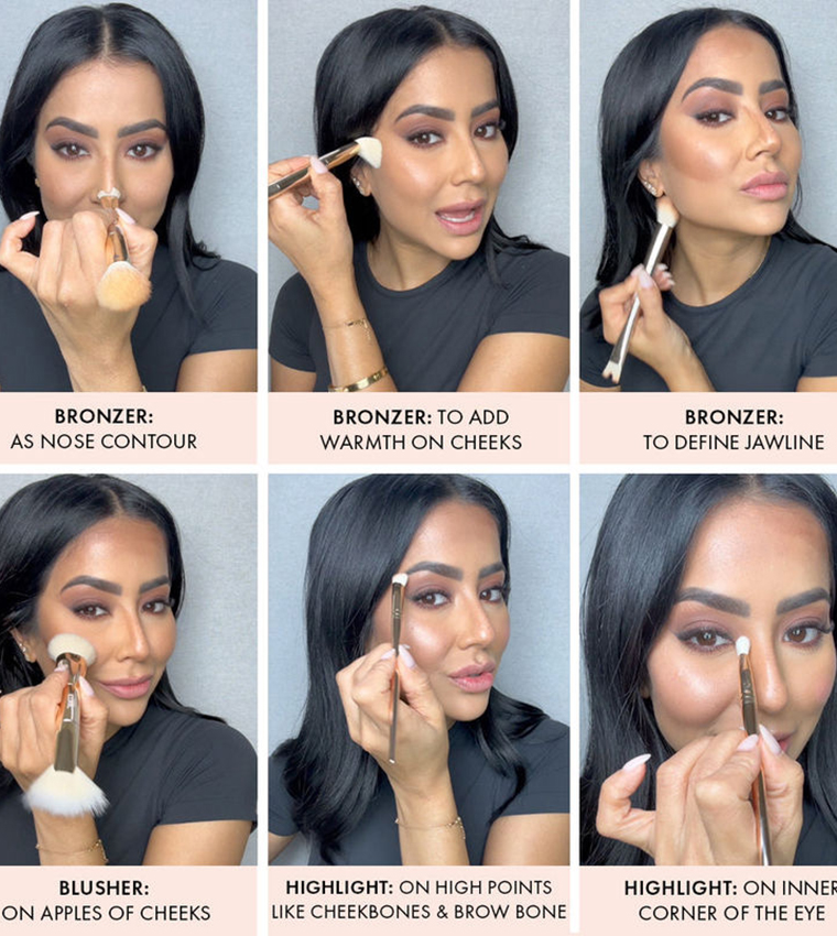 Multi - Use Cream Blush, Bronze and Highlight Palette, 6pcs