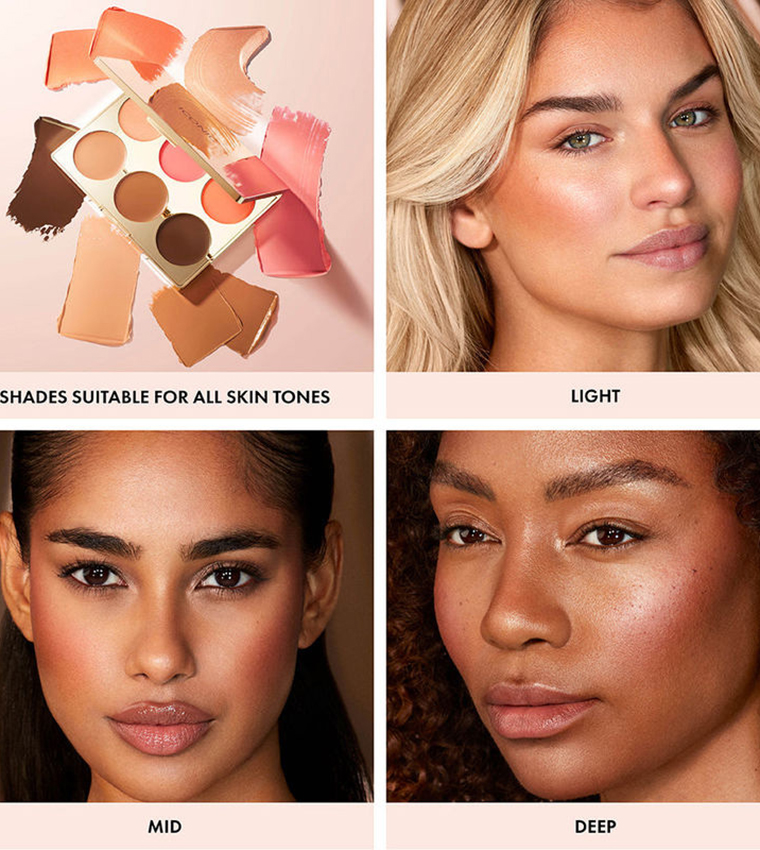 Multi - Use Cream Blush, Bronze and Highlight Palette, 6pcs
