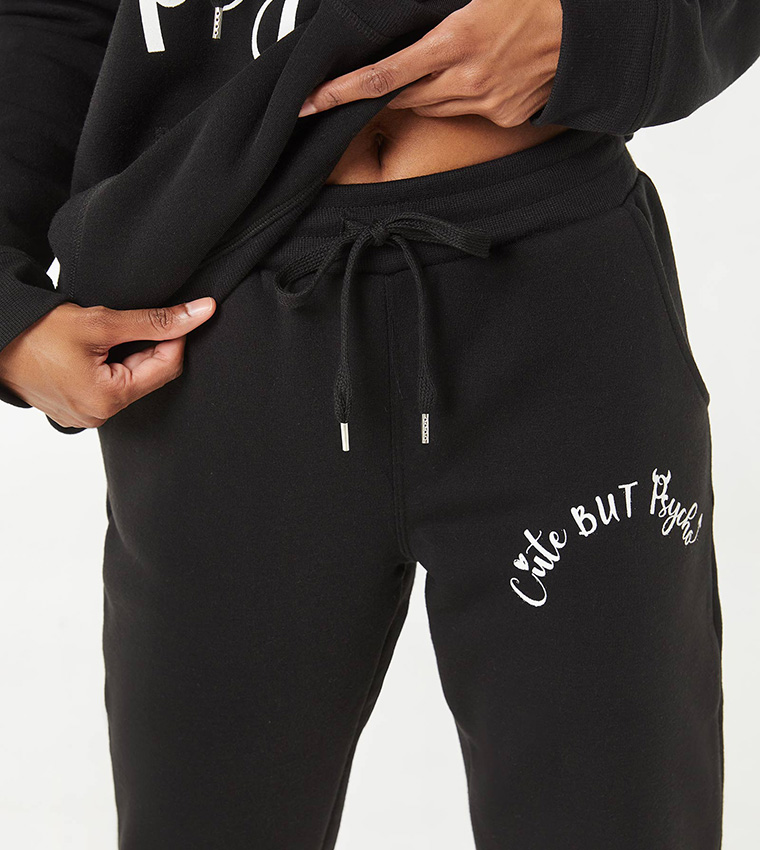 Cute, But Psycho Joggers Black | Womens Ardene SWEATPANTS & JOGGERS