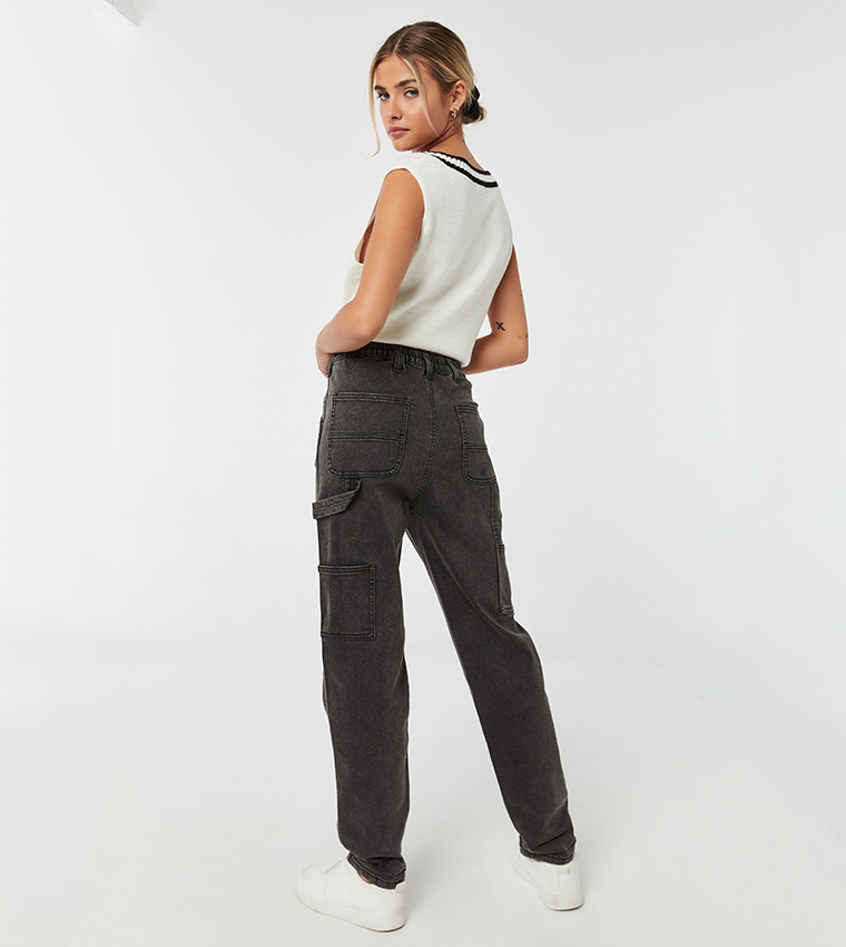 Buy Ardene Carpenter Mom Jeans In Black