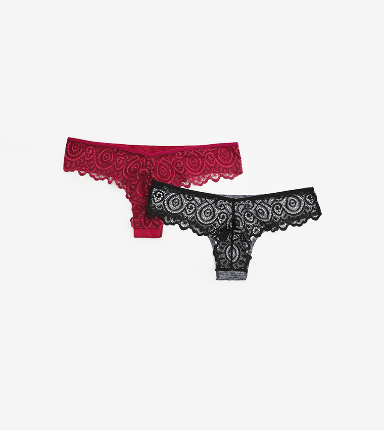  3 Pack Sexy Underwear For Women Invisible Cheeky Hipster Lace  Bikini Panties