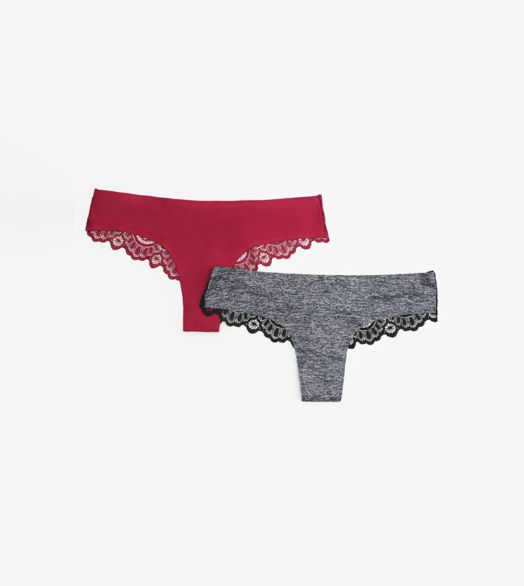 Buy Ardene Pack Of 2 Invisible Cheeky Panties With Lace In