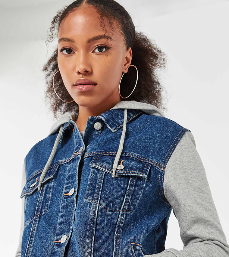 Buy Ardene Hooded Jean Jacket In Blue 6thStreet UAE