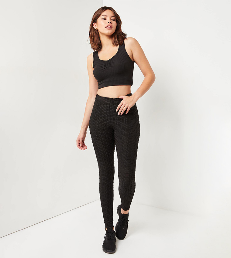 Buy Ardene Honeycomb Leggings In Black