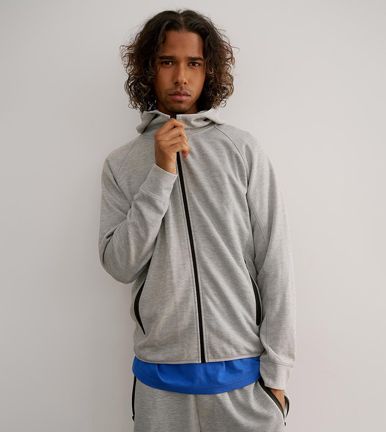 Buy Ardene Tech Fleece Zip Up Hoodie In Grey