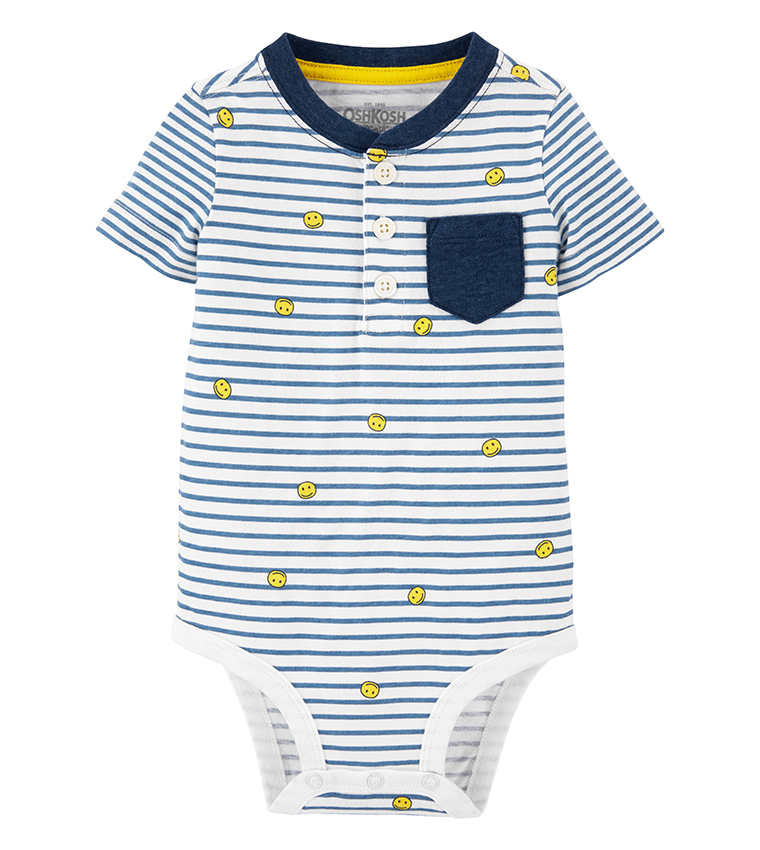 Striped Smiley Printed Bodysuit