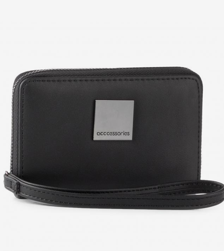 Smoke and Mirrors Zip Around Wallet in Black