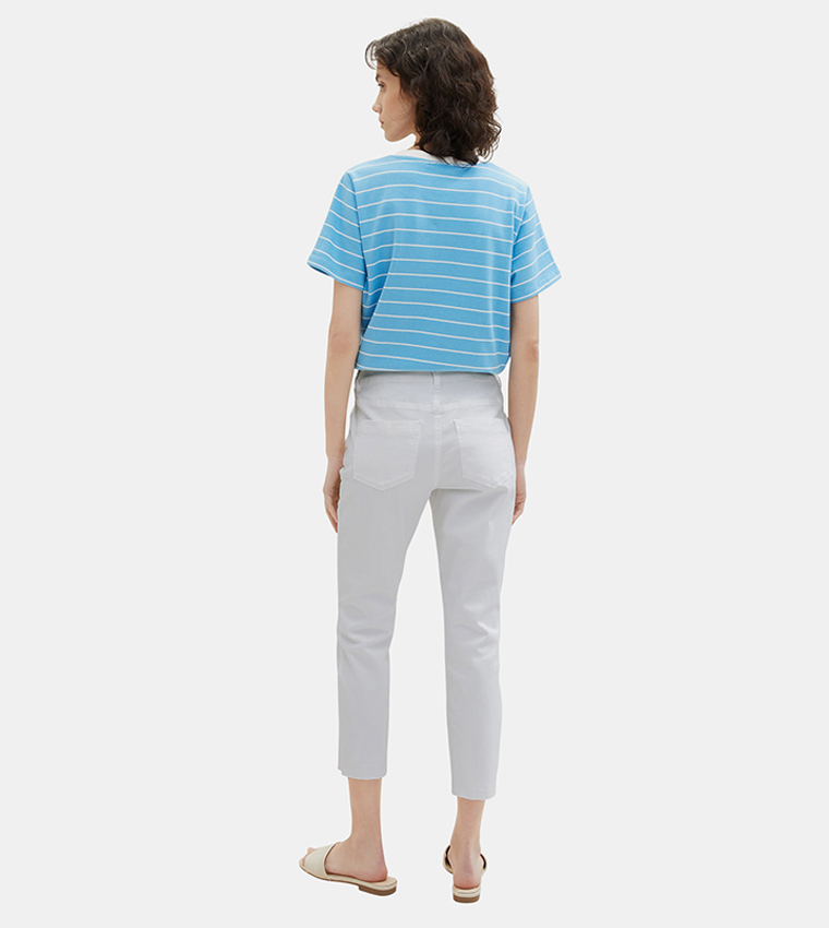 Solid Slim Fit Cropped Pants