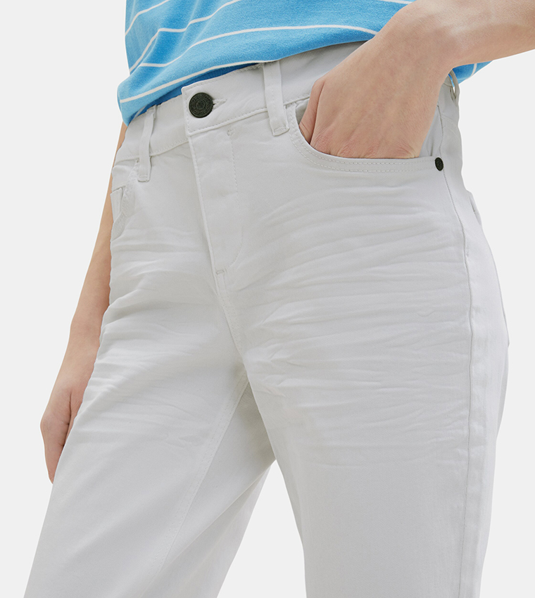 Solid Slim Fit Cropped Pants