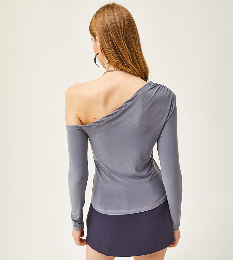Buy Olalook Solid One Shoulder Top In Grey | 6thstreet Kuwait