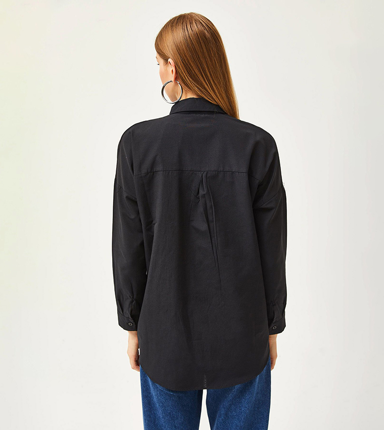 Embellished Pocket Detail Oversized Shirt