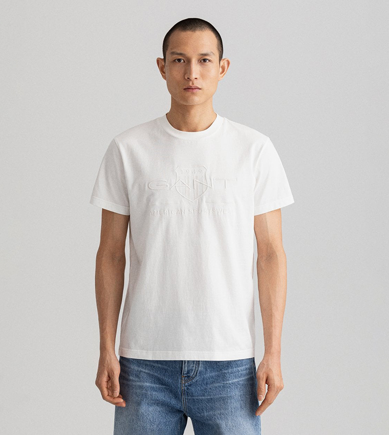 Tonal Archive Shield Logo Embossed T-Shirt