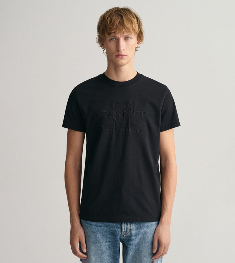 Tonal Archive Shield Logo Embossed T-Shirt
