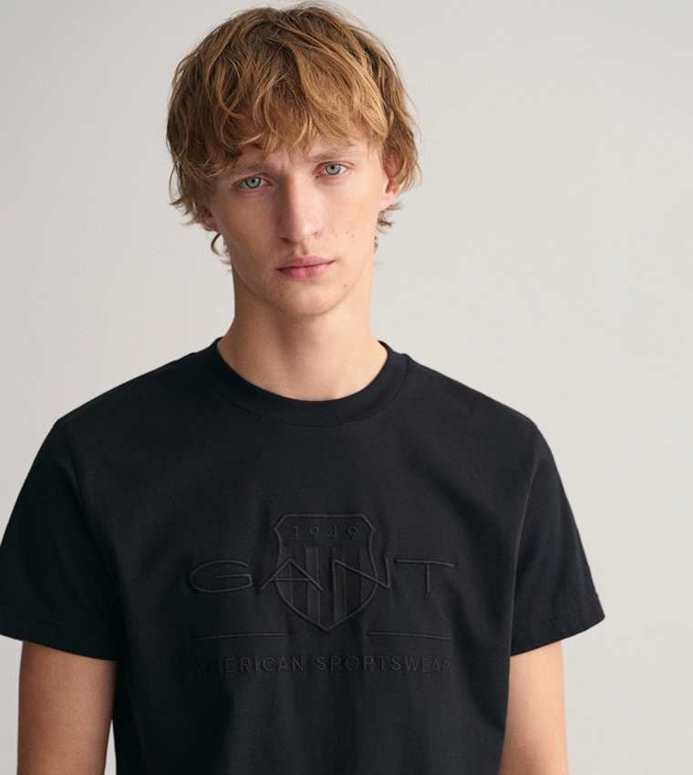 Tonal Archive Shield Logo Embossed T-Shirt