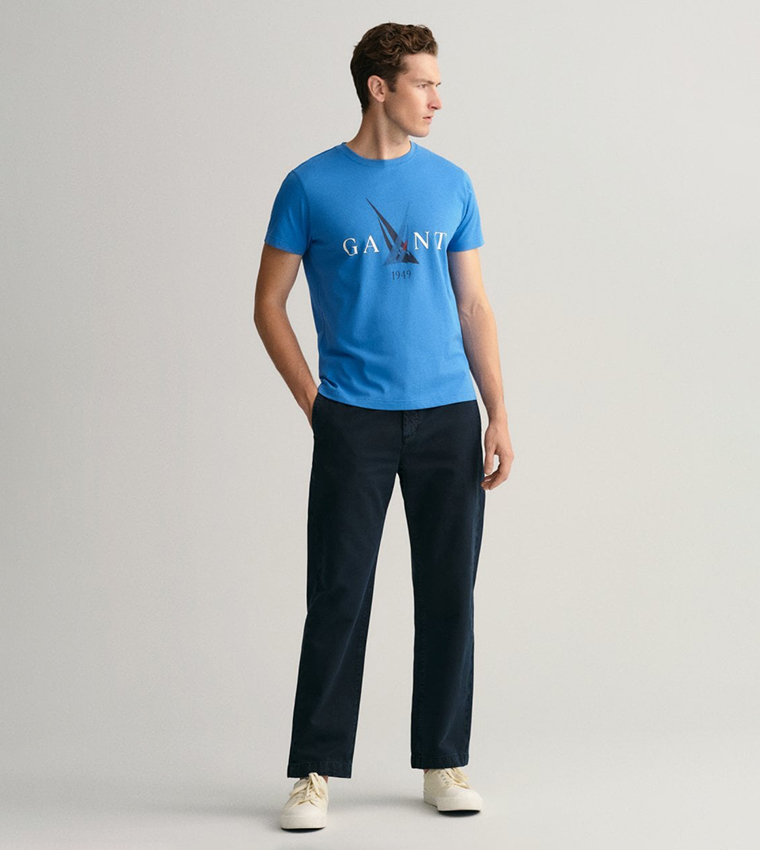 Sail Theme Print Crew Neck T-Shirt