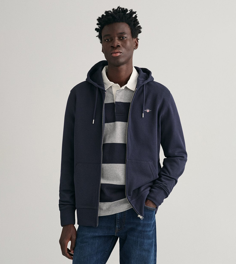 Buy GANT Pocket Detail Hooded Zipper Jacket In Navy 6thStreet UAE