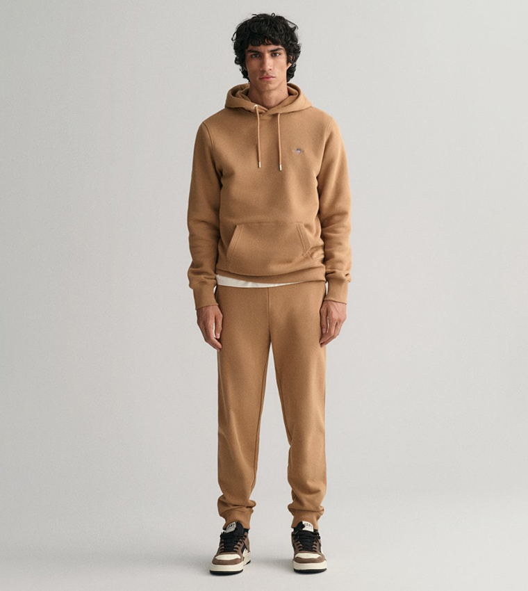 Buy GANT Solid Drawstring Waist Joggers In Brown 6thStreet UAE