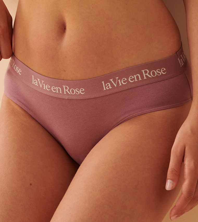 Buy La Vie En Rose Cotton And Logo Elastic Band Bikini Brief In Purple