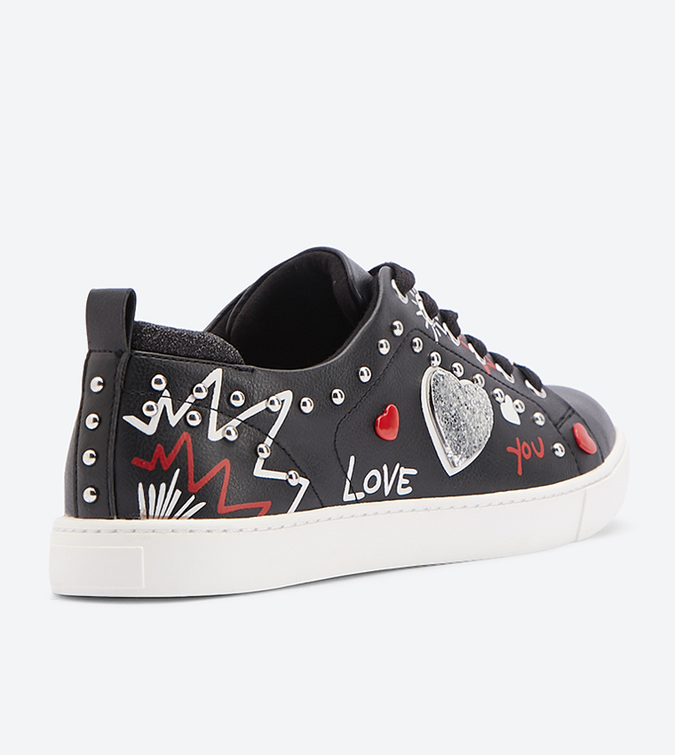 Buy Aldo Sponaugle Love Printed Sneakers Black 20110201 SPONAUGLE In Black 6thStreet Kuwait