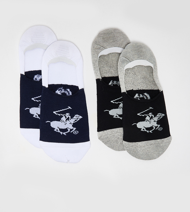 Pack of 2 Logo Printed No Show Socks