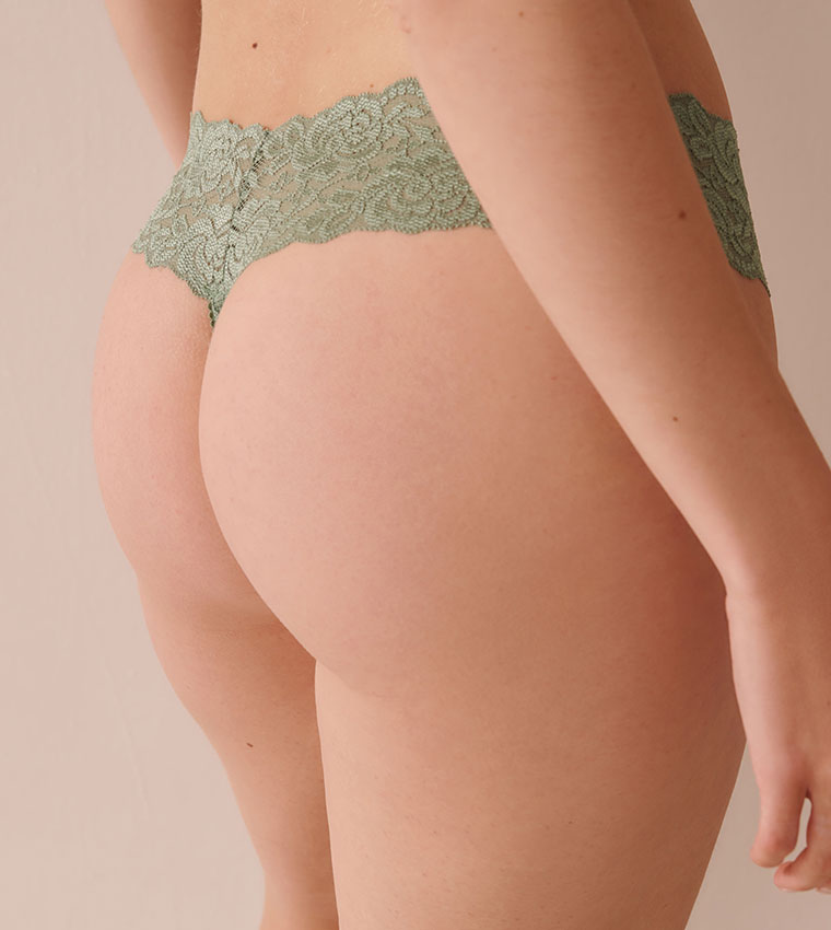 Wide Waistband Lace Thong Brief