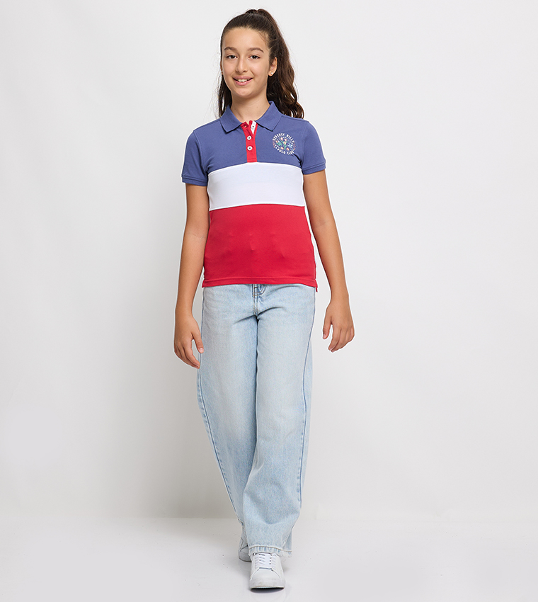 Color Block Short Sleeves Polo T-Shirt