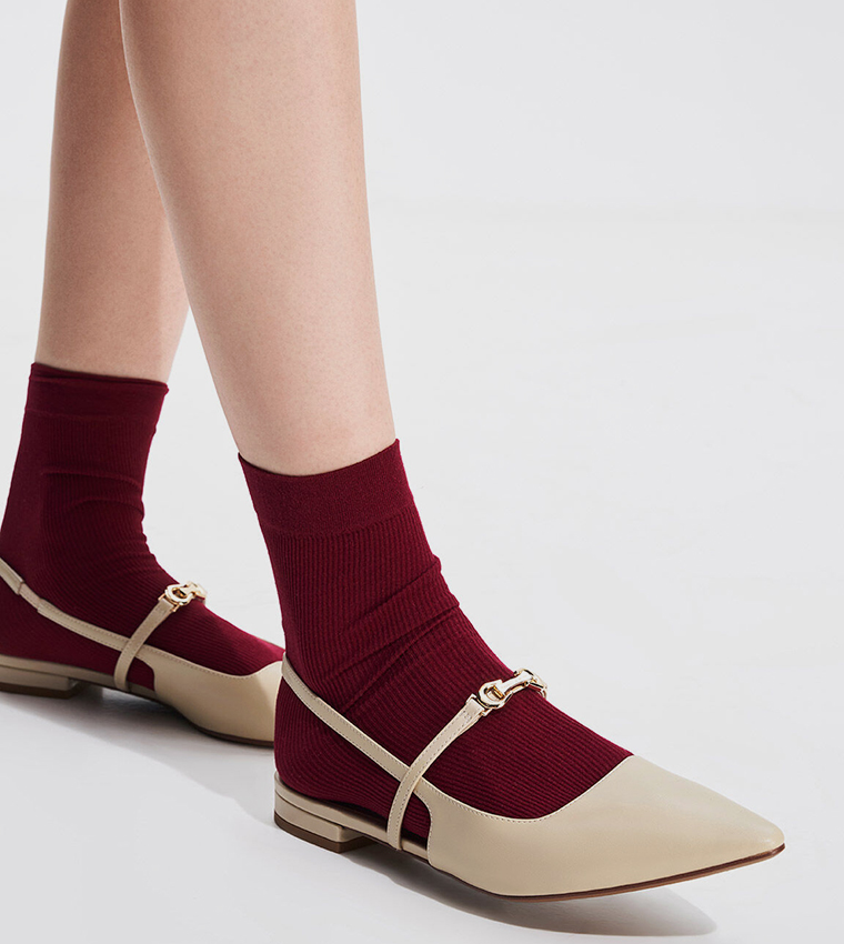 Metal Detail Slingback Flats