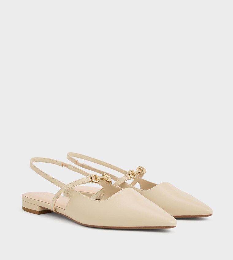 Metal Detail Slingback Flats