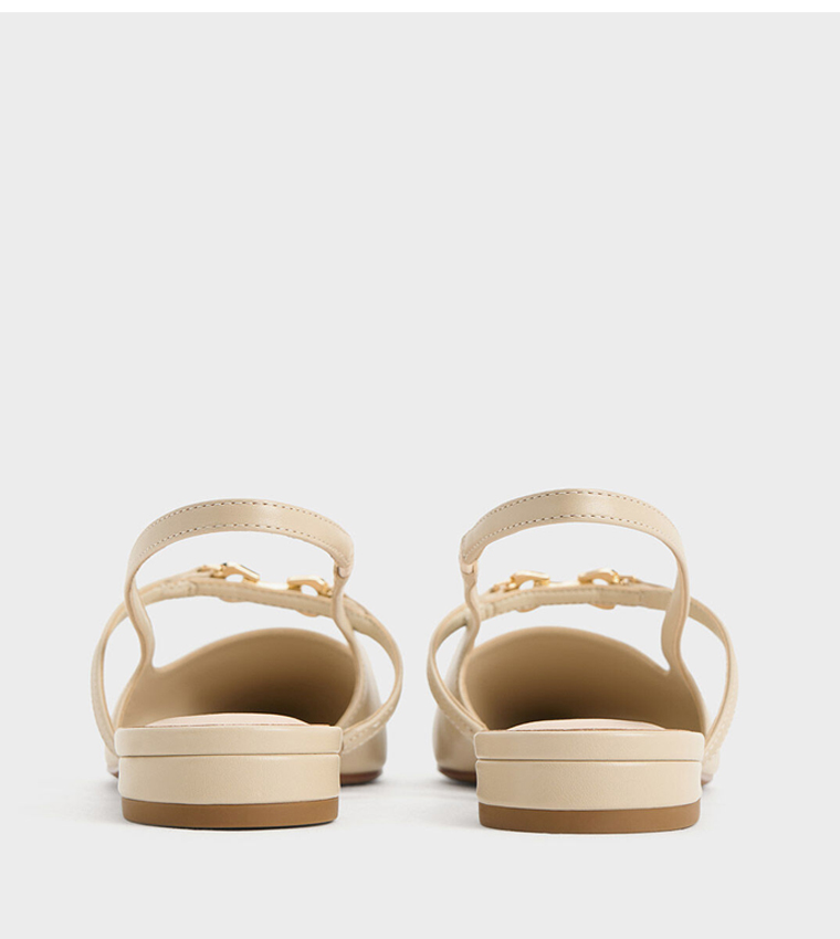 Metal Detail Slingback Flats