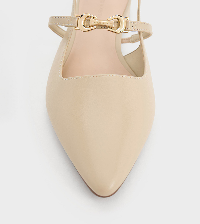 Metal Detail Slingback Flats