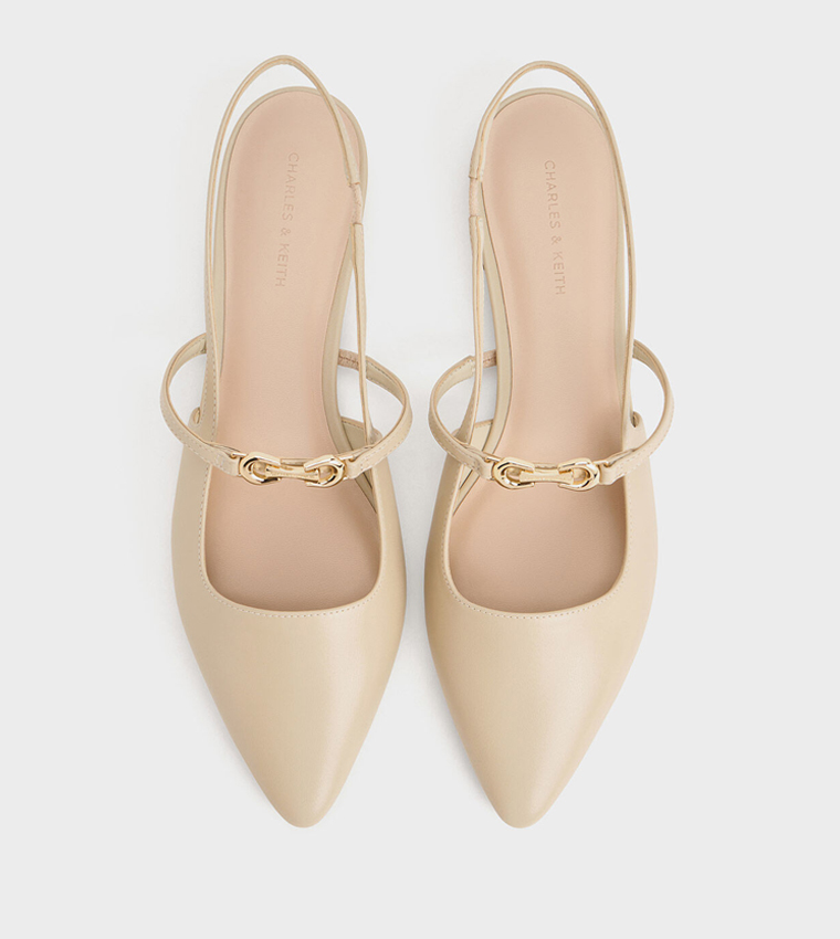 Metal Detail Slingback Flats