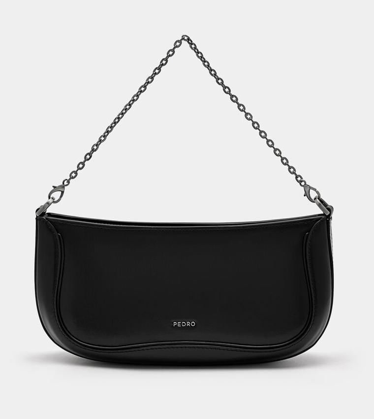 Embellished Oiled Leather Shoulder Bag