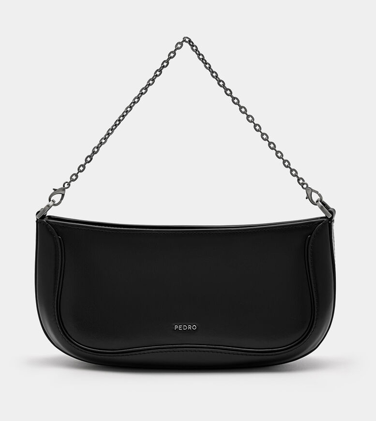Embellished Oiled Leather Shoulder Bag