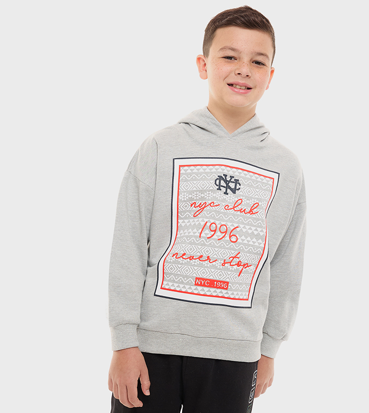 Buy Victor And Jane Graphic Printed Long Sleeves Hoodie In Grey 6thStreet Kuwait