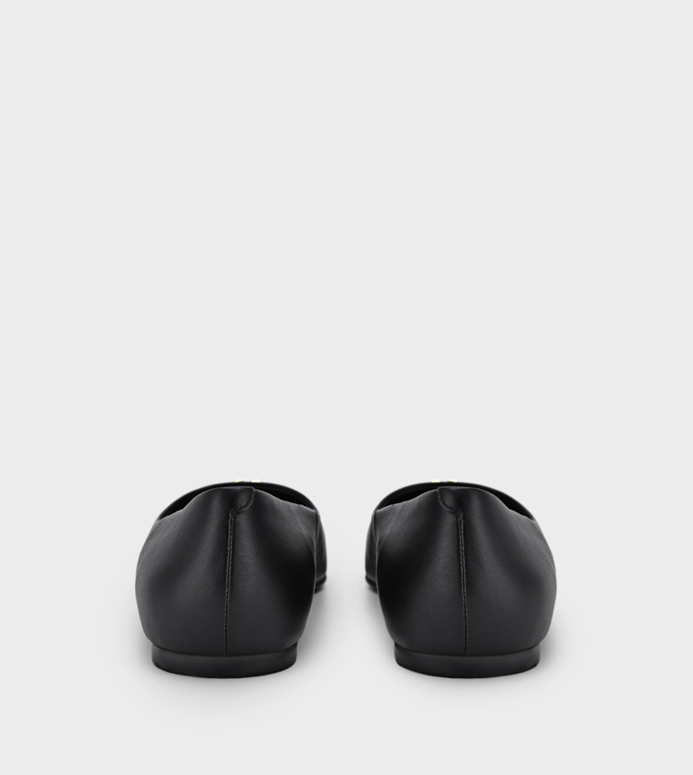 ICON Logo Detail Leather Ballerinas