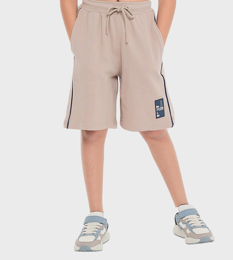 Textured Crew Neck T-Shirt and Shorts Set